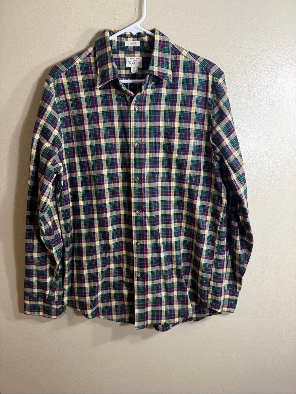 J.Crew Brushed Twill Plaid Button Down Flannel Shirt Men's M Classic Fit